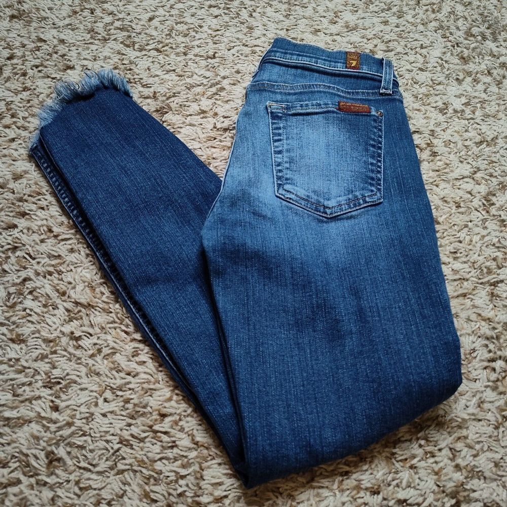 7 For All Mankind The Ankle Skinny Women Sz 24 Low-Rise Jeans
